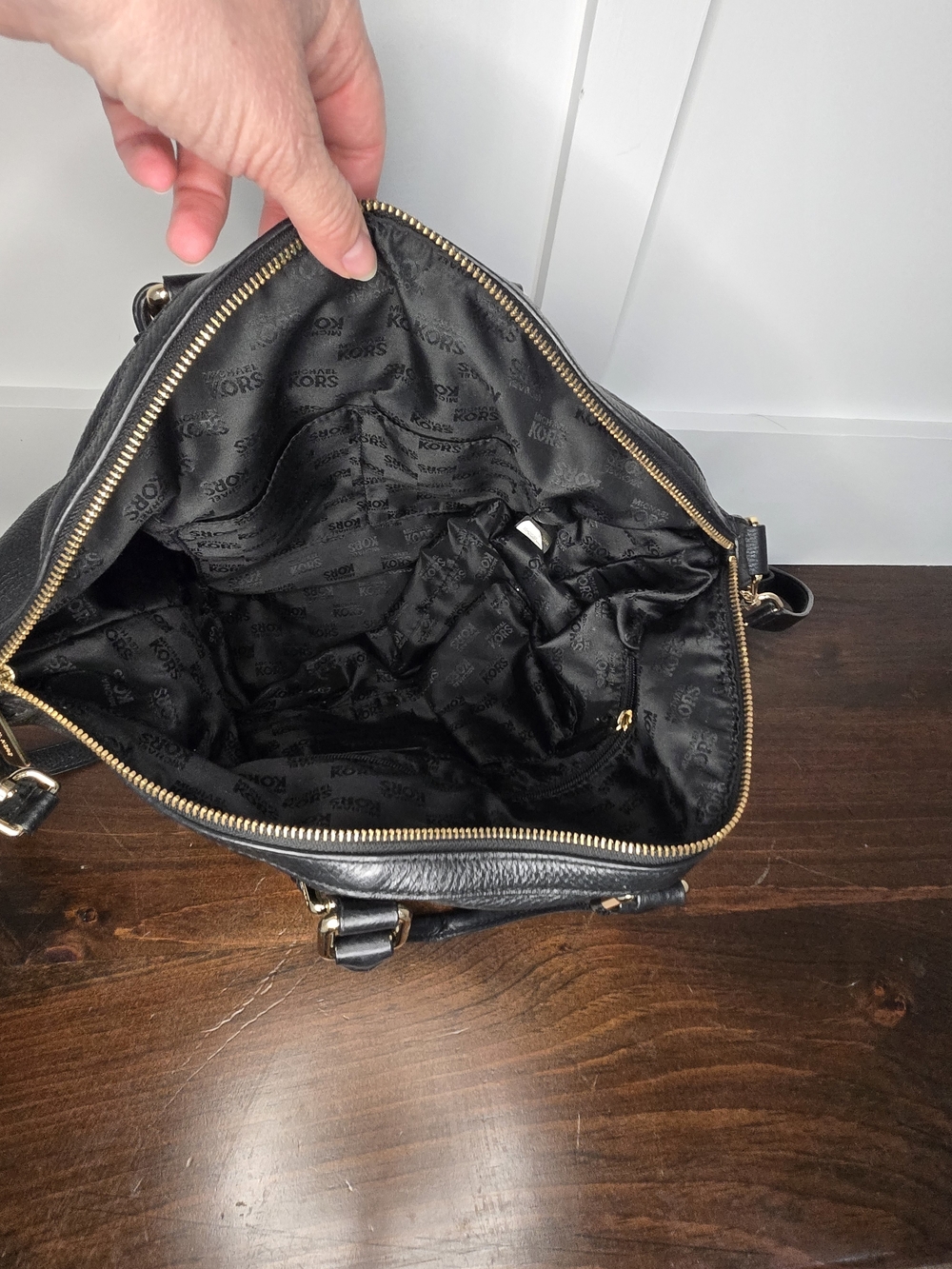 Michael Kors Black Leather Satchel with Gold Hardware - Picture 8 of 11